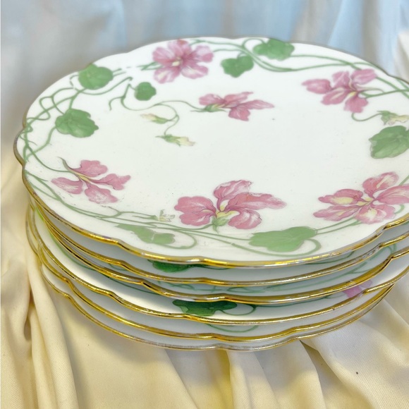 Antique L. Bernardaud & Co Limoges French White and Pink Floral Plates - Picture 2 of 13